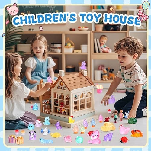 EKisemio 130pcs Luminous Mini Resin Animals Figures to Hide Miniature Figurines Glow in The Dark for Miniature Fairy Garden Accessories Micro Landscape Aquarium Ornaments Kit Dollhouse Decor Crafts thumbnail 7