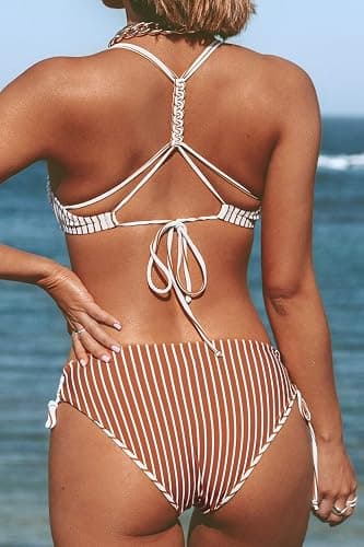 CUPSHE Women's 2 Piece Bikini Set Back Braided Straps with Reversible Bottom thumbnail 2