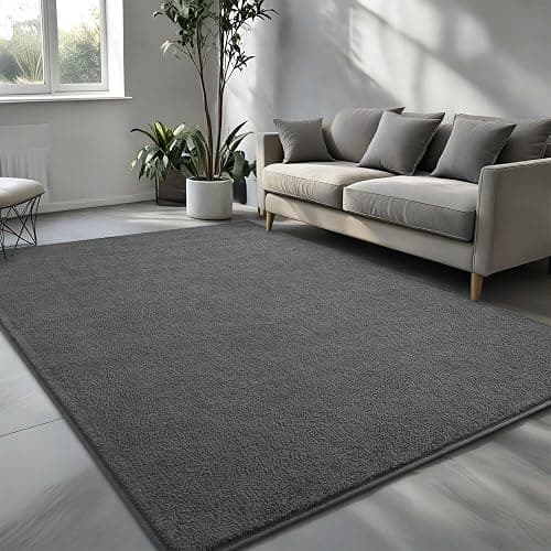 Pettop 4x6 ft Dark Grey Area Rugs for Bedroom Living Room, Washable Memory Foam Indoor Carpet, Modern Aesthetic Minimalist Non Slip Soft Comfy Carpet for Boys Girls Dorm Home Decor thumbnail 2