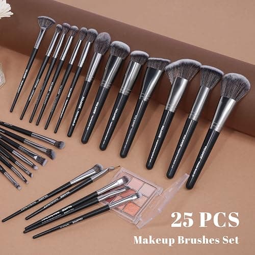 Make up Brush Set 25Pcs Professional Makeup Brushes Foundation Blush Angle Eyeliner Blending Concealers Eyeshadow Brush Premium Synthetic Makeup Brush Set with Gift Box thumbnail 5