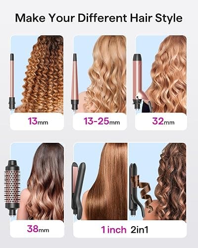 Wavytalk 5 in 1 Curling Iron Set with Thermal Brush and 4 Interchangeable Ceramic Curling Wands (0.5'-1.25'), Instant Heat Up Hair Curling Iron, Rose Gold thumbnail 2