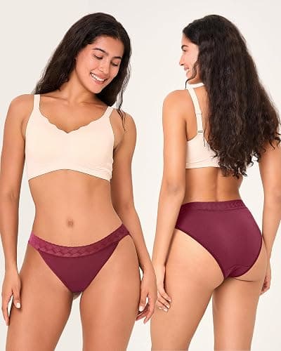 Women's Bikini High Cut Lace Underwear for Women Breathable Ladies Panties | 6-pack, Moisture-wicking, Wide Double-layer Crotch, Tag-free, Full Hip Coverage, Machine washable thumbnail 3