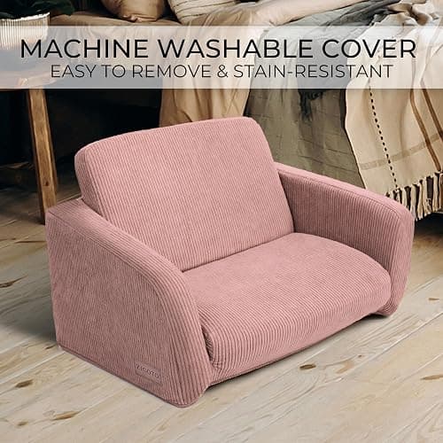 ZICOTO Comfy Kids Chair for Toddler - Stylish 2 in 1 Lounger Made of Memory Foam Easily Unfolds Into a Soft Baby Couch to Nap On - Modern Fold Out Sofa for The Little Ones thumbnail 6