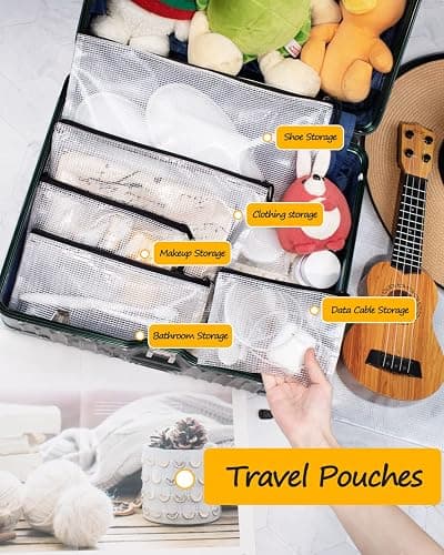 SUNEE 18pcs Plastic Mesh Zipper Pouch, A3, Extra Large, 16x11 in, Water-Resistant Zip Bag for School Office Supplies, Puzzles & Games Organizing Storage (Black, 18 Pack) thumbnail 5