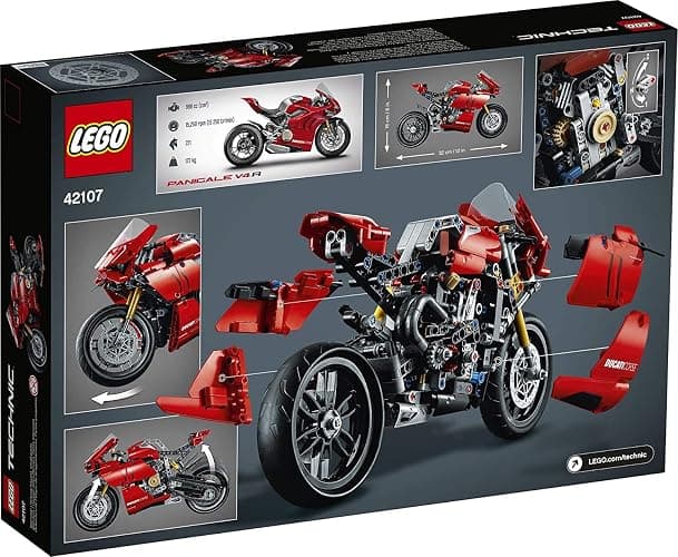 LEGO Technic Ducati Panigale V4 R Motorcycle 42107 Building Set - Collectible Superbike Display Model Kit with Gearbox and Working Suspension, Fun for Adults, and Motorcycle Enthusiasts thumbnail 3