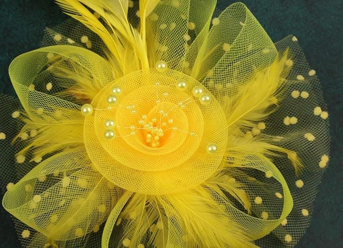 Cizoe Fascinators Hat for Women Tea Party Headband Kentucky Derby Wedding Flower Cocktail Mesh Feathers Hair Clip thumbnail 6
