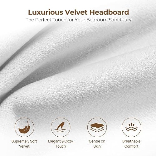 Rolanstar Headboard for Twin Size Bed with Storage, Head Board with USB & Type C Port, 60,000 DIY Color of LED Light, Velvet Upholstered, Height Adjustable, Sturdy, Easy Assembly, White thumbnail 5