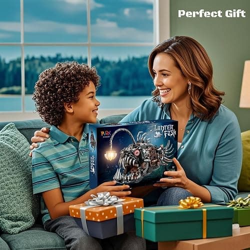 PIVONAX Mechanical Angler Fish Building Block Set - STEM Toys for Boys & Girls 8-14+, Deep Sea Ocean Creature Kit, Home/Office Decor with Light, Great Gift for Kids & Adults(1038+Pieces) thumbnail 7