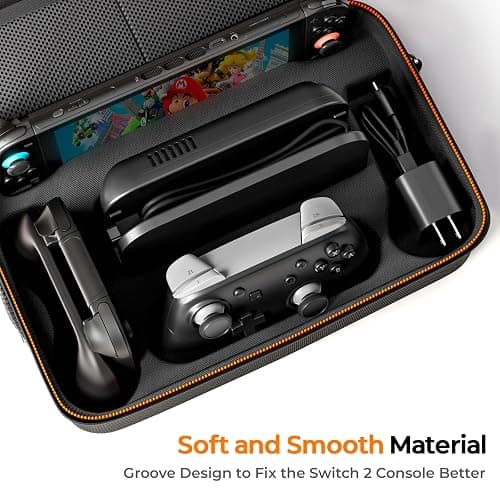 COOWPS Switch 2 Case for Nintendo Switch 2(2025), with 4Pcs Thumb Grips, 20 Game Card Slots, Hard Shell Full Protection All In One Carrying Case for Switch 2 Accessories Pro Controller, Black thumbnail 4