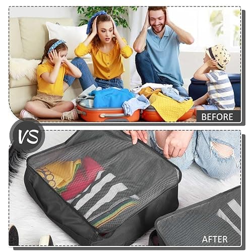 Silkfly 12 Pcs Packing Cubes for Travel,XL, L, M,Classic,Black | Large Mesh Organizer for Suitcase Luggage, Compression Style, Hiking Camping Trips, Lightweight Durable Space Maximizer thumbnail 4