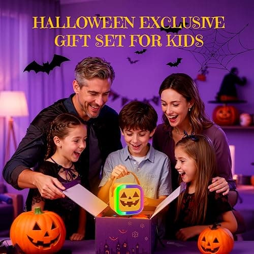 IROO Mini Karaoke Machine for Kids, Halloween Party Supplies & 2025 TOP Toy Gifts Ideas for Girls Boys Ages 4-12, Portable MP3 Player with 2 Wireless Mics for Birthday Christmas Singing Games（Pumpkin） thumbnail 3