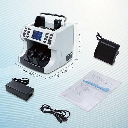 Oukeyer H-8700 Bank Grade Mixed Denomination Money Counter Machine, IMG/WL/UV/MG/IR/DD Counterfeit Detection, Bill Counter, Currecny Cash Counter, 3.5inch TFT Disaplay, Built-in Printer thumbnail 2