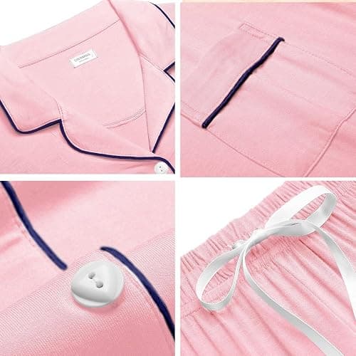 SWOMOG Womens Pajamas Set Button Down Soft Short Sleeve Sleepwear Loungewear 2 Pcs Pjs Shorts Set XS-XXL thumbnail 5