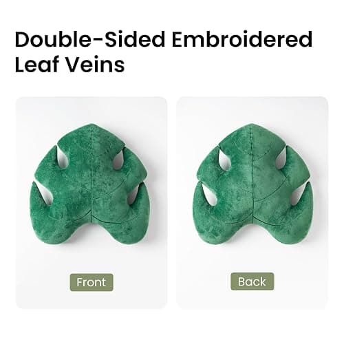 AELS Set of 2 3D Leaves Decorative Throw Pillows, 18"& 14" Monstera Deliciosa Plush Pillow Set for Plant Lovers Garden Lovers, Living Room Bedroom Nursery Decor, Light Green & Dark Green thumbnail 4