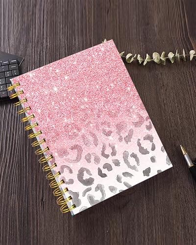 iampanda Spiral Journal Notebook,Strong Twin-Wire Binding with Premium Paper for Girl Women,Modern Girly Design 60 Sheets A5 College Ruled Notebook/Journal,Perfect for School Office Home Gifts,Pink thumbnail 2