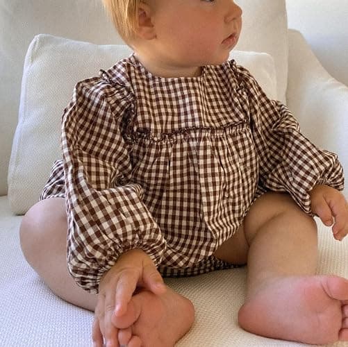 Douhoow Infant Baby Girl Plaid Romper Baby Sweatshirt Romper Ruffle Festival Clothes Fall Winter Outfits with Headband thumbnail 4