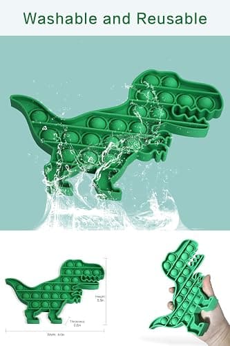 Pop Fidget Toys for Kids, Fidget Poppers Toys Sensory Squeeze Bubble Popping Toys for Toddlers, Silicone Animal Dinosaur Pop Anxiety and Stress Relief It for Boy Girls (Green Dinosaur) - Green Dinosaur thumbnail 8