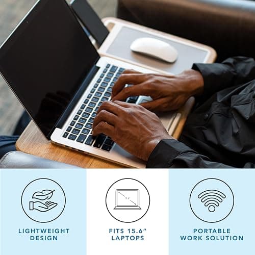 LAPGEAR Home Office Lap Desk with Device Ledge, Mouse Pad, and Phone Holder - Oak Woodgrain - Fits up to 15.6 Inch Laptops - Style No. 91589 - Oak Woodgrain - Home Office thumbnail 2
