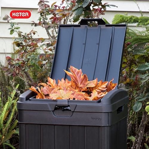 Keter Baltimore Resin 38 Gallon Outdoor Kitchen Trash Can with Lid and Drip Tray for Easy Cleaning-Perfect for Patio Dining, Black thumbnail 11