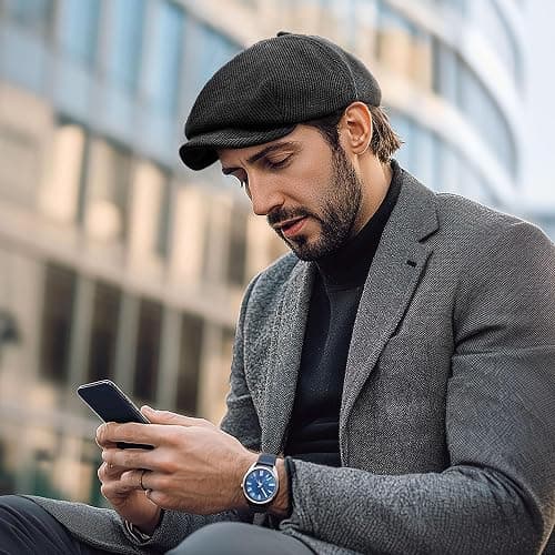 Clakllie Men's Newsboy Hat Peaky Blinders Hat Flat Cap for Women Elegant Style Beret Scally Hats Soft Cabbie Driver Snap Hats thumbnail 4