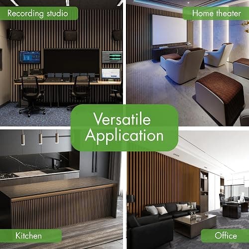 Art3d 4-Pack 12" x 24" Soundproof Wood Slat Panels, 8 sq.ft Acoustic Wall Panels, 3D Wall Panels with Wood Slat Design, Decorative Wood Wall Panel for Accent Walls-Deep Walnut thumbnail 9