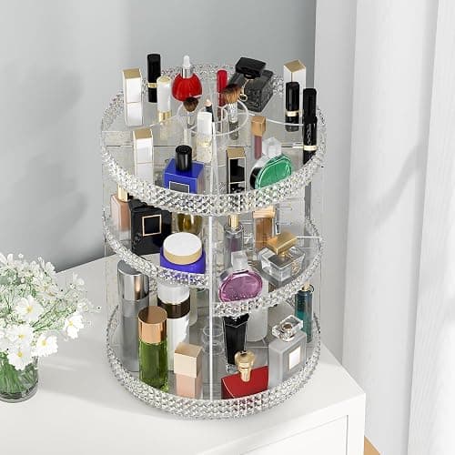 HEMTROY 360 Degree Rotating Makeup Organizer, Extra Large Capacity Organizador De Maquillaje, Removable 7 Layers Lipstick Organizer Cosmetic Storage Cases Perfume Organizer for Vanity (Glitter) thumbnail 7