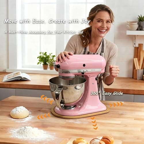 Bamboo Mixer Slider Compatible with KitchenAid 4.5-5 Qt Tilt-Head Stand Mixer, Appliance Sliding Mat Accessories for Kitchen Aid, Countertop Moving Tray Attachments Fits for KitchenAid Artisan thumbnail 6