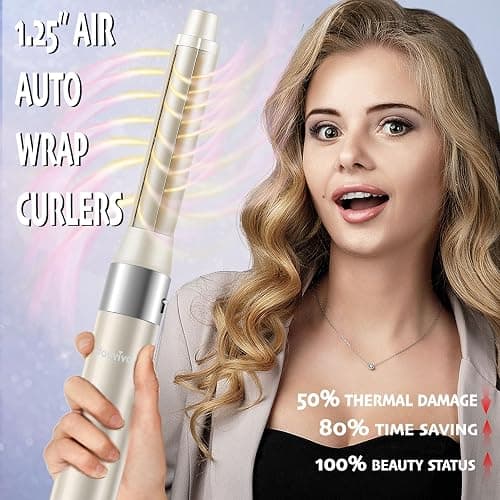 6-in-1 Ionic Hair Dryer Brush, Hot Air Styler 110,000 RPM High-Speed Frizz-Free Auto Wrap Curlers, Blow Dryer Multi Air Styler Wrap for Fast Drying Straightening Volumizing Curling Styling thumbnail 3