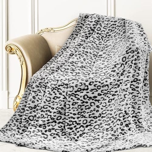 Cheetah Print Blanket Soft Cozy Black Fleece Blankets Lightweight Plush Fuzzy Dark Gray Leopard Print Blanket Decor Birthday Gifts for Bed Women Men - Image 1