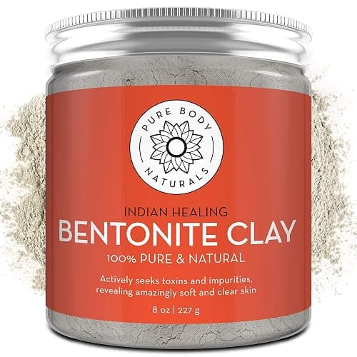 Pure Body Naturals Bentonite Clay Powder for DIY Detox Body & Face Mask, Pure Indian Healing Clay for Deep Pore Cleansing and Armpit Detox for Women, (8.0 oz) - Image 1