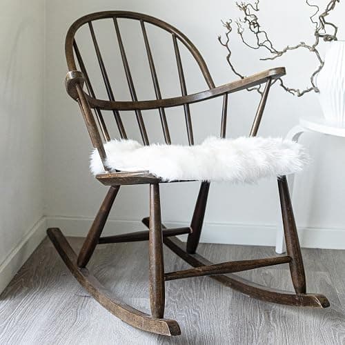 Nordic Sheep Sheepskin Seat Pads 40x40 cm | New Zealand Long-Hair Fluffy Pillow & Fluffy Cushion | Ideal as Sheepskin Seat Pads for Chair, Sofa or Bed | Color: White thumbnail 2