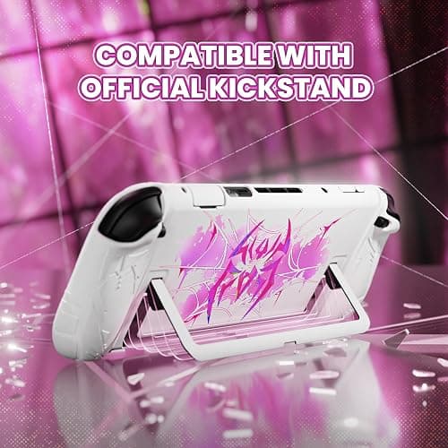 PlayVital Cyber Spider Protective Case for Nintendo Switch 2, Ergonomic Anti-Slip Silicone Grip Covers, Dockable Hard Case Shell for Switch 2 with Joystick Cap & Sticker, Shockproof Skin - White thumbnail 3