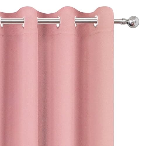 LEMOMO Pink Blackout Curtains/52 x 45 Inch Length Kids Curtains/Set of 2 Panels Grommet Bedroom Curtains for Living Room Curtains thumbnail 7