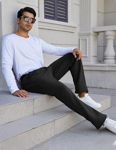 Flygo Men's Fleece Lined Sherpa Sweatpants Winter Warm Pants Jogger Lounge Athletic Pant with Pockets thumbnail 2
