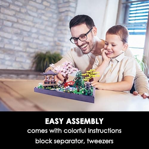 Alizdd Micro Building Blocks Sets，Chinese Zen Garden Architecture and Cherry Blossom Bonsai Tree Building Toys for Adults，Japanese Sakura House Model，Creative Mini Bricks Gift for Kids 14+，2280 PCS thumbnail 6