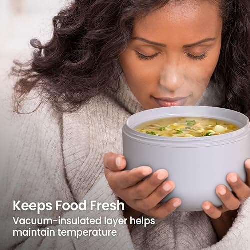 Bentgo Bowl - Insulated Leak-Resistant Bowl with Snack Compartment, Collapsible Utensils and Improved Easy-Grip Design for On-the-Go - Holds Soup, Rice, Cereal & More - BPA-Free, 21.2 oz (Gray) thumbnail 3