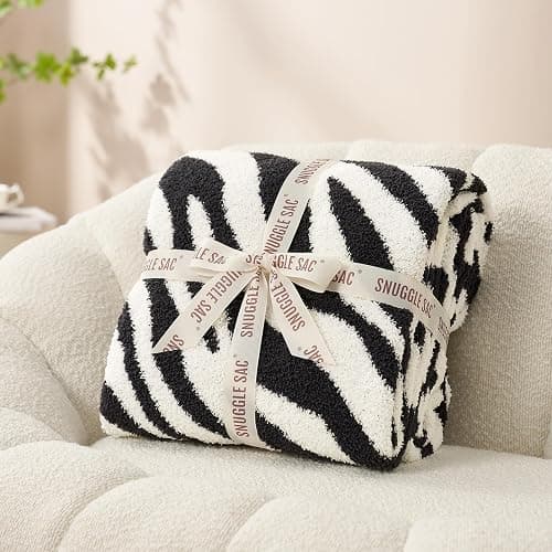 Snuggle Sac Zebra Blanket Black Zebra Print Blanket Ultra Soft Reversible Zebra Throw Blanket for Couch, Sofa & Bed, 50x60 inches thumbnail 7
