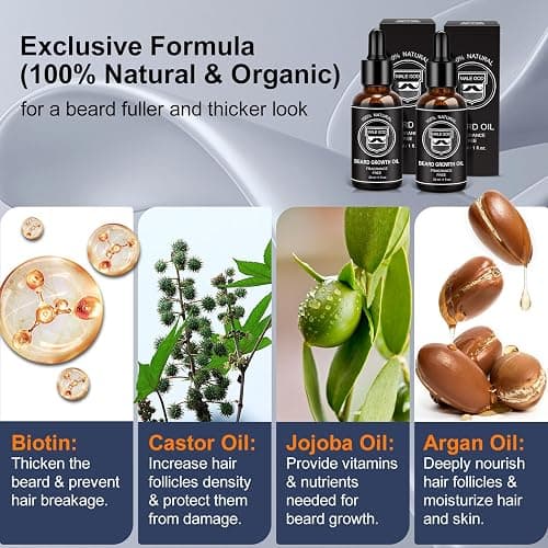 MALE GOD Beard Growth Kit, Beard Kit W/Men's Shaving & Grooming Sets, Upgraded Beard Growth Oil W/Biotin and Batana Oil, Balm, Comb for Spot/Patchy Beard, Christmas Gifts for Men Him Boyfriend Husband thumbnail 2