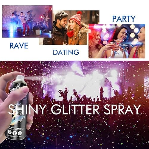 Ragkun Body Glitter, Body Glitter Spray, Glitter Spray for Hair and Body, Long-Lasting and Quick-Drying Silver Glitter Hairspray Suitable for Stage, Festival Rave and Makeup Prom (2.11 Fl Oz) thumbnail 5