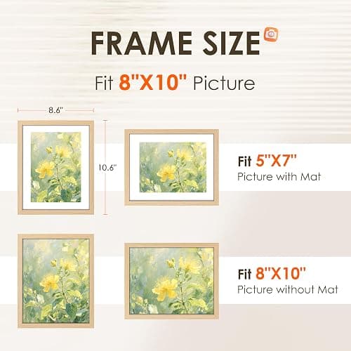 FIXSMITH 8x10 Picture Frame Bulk-6 Pack, Photo Frame with HD Plexiglass, Display Pictures 5x7 with Mat or 8x10 Without Mat, Natural Picture Frames Collage Wall Decor, Wall & Tabletop Picture Frames thumbnail 3