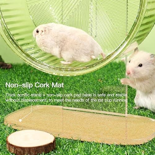 Super-Silent Hamster Exercise Wheel: Silent Spin Toys Hamster Running Wheels with Height Adjustable Stand for Hamsters Gerbils Mice Or Other Small Animals -8.5inch Yellow thumbnail 7