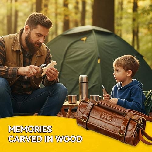 Wood Carving Kit, 33Pcs Wood Carving Tools Set with Thick Leather Storage Bag, Deluxe Wood Carving Set, 6 Wood Carving Knives 8 Chisels 6 Blocks Whittling Kit for Beginners Enthusiasts Kids Gift DIY thumbnail 7