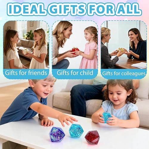 Gold Powder Series 3Pcs Sensory Fidget Set with Stress Cube - Diamond, Polygon & Ice Cube Fidget Toy, Stress Relief for Adults, Anxiety & Autism Aid, Stocking & Party Filler Toys(polygonone) thumbnail 4