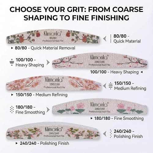 25PCS Floral Professional Nail Files 80/100/150/180/240 Grit, Emery Boards Nail Files for Natural Nails and Acrylic Nails, Double Sided Emory Boards limas para unas acrilicas Reusable Manicure Tools thumbnail 6