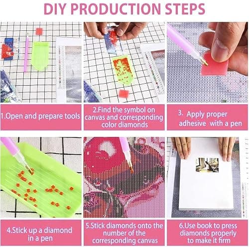 AIBOERL Square Drill Cherry Diamond Art Kits for Adults,Cherry 5D Diamond Painting Kits for Adults Beginners,DIY Square Diamond Dot Painting Gem Art Kits for Adult, Home Wall Decor 12x16Inch thumbnail 7