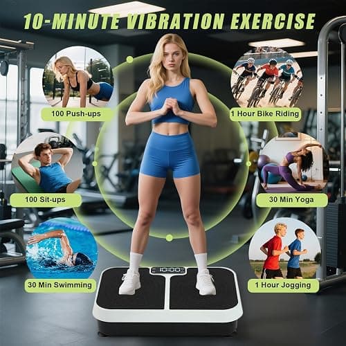 Homesy Vibration Plate Exercise Machine, Vibrating Plate for Lymphatic Drainage, Full Body Shaking Workout Fitness Platform Board, Sport Gym Equipment for Weight Loss Fat Burner thumbnail 2