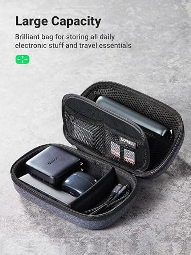 UGREEN Travel Accessories Bag, Portable Cable Organiser Travel Electronics Organiser Small Gadget Cable Bag Pouch, Hard Case for Charger Adapter Power Bank Hard Drive(Grey) thumbnail 4