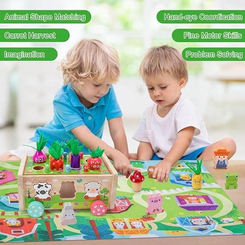 Toddler Montessori Wooden Farm Toys | Babies 12-18 Months Toy with Game Map for 1 2 3 Year Old Boys Girls | 1st First Birthday Gifts for 1-2 Years | Wood Learning Educational Toys Fine Motor Skills thumbnail 5