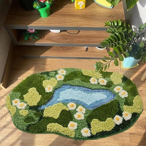 Sisher Moss Bath Mat,Cute Green Bathroom Rug Thick Bathroom Rugs Runner Rug Long Absorbent Non Slip Microfiber Rugs for Shower Floor, Sink, Bedroom, Home Accessories Decor, Moss Green 31"×21" thumbnail 3