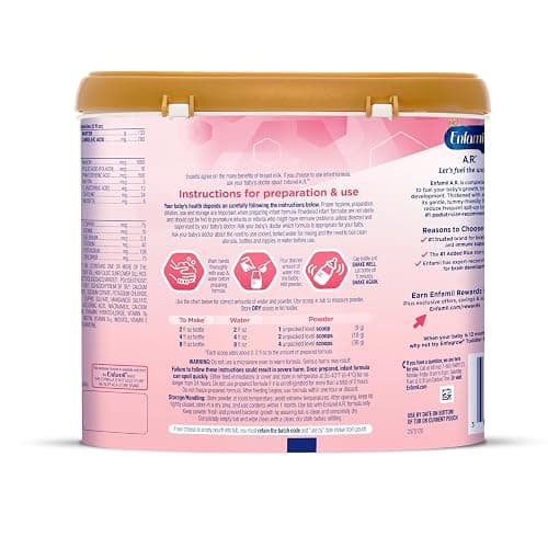 Enfamil A.R. Infant Formula, Reduces Reflux & Spit-Up, DHA for Brain Development, Probiotics to Support Digestive & Immune Health, Reusable Powder Tub, 19.5 Oz (Pack of 2) thumbnail 12
